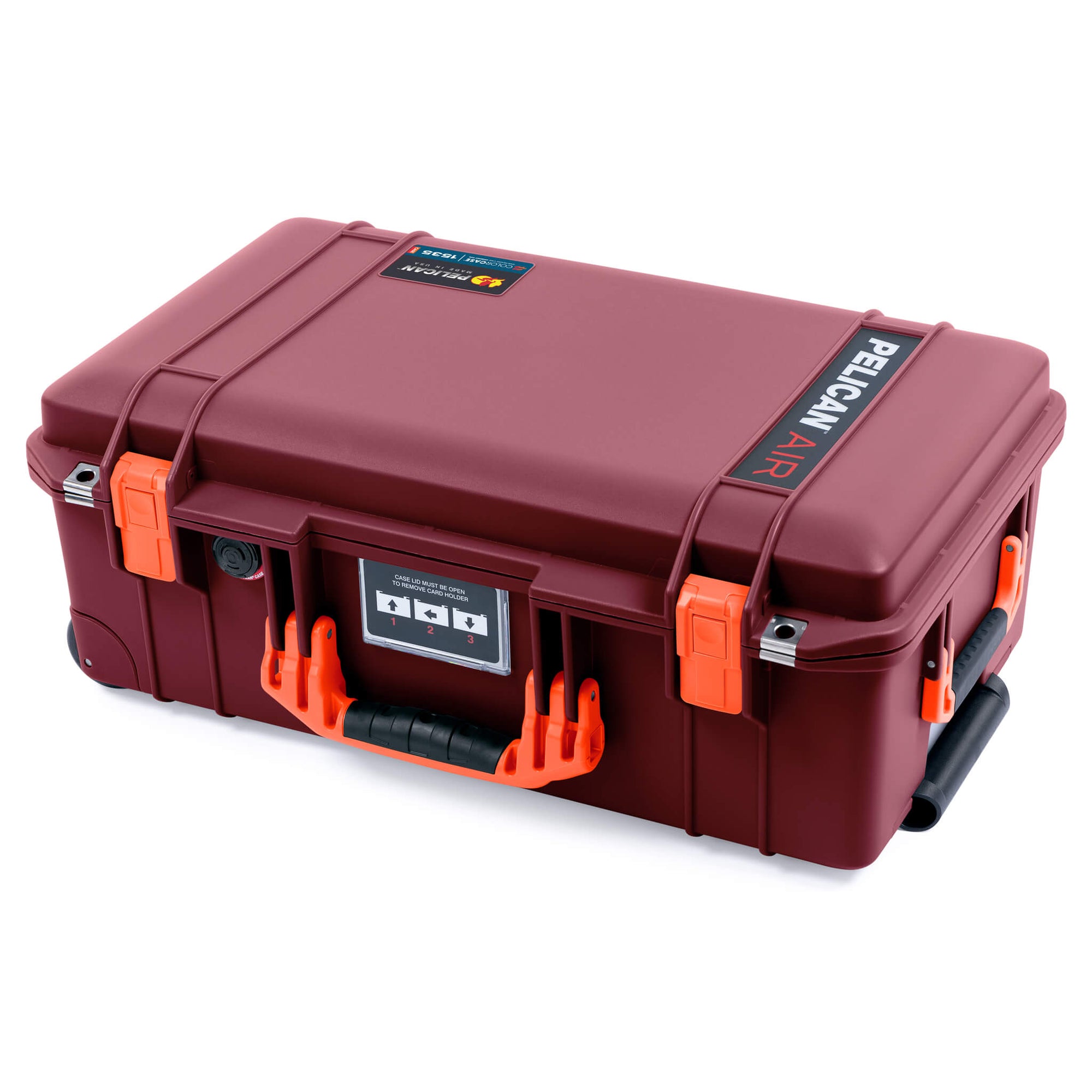 Pelican 1535 Air Case, Oxblood with Orange Handles & Latches ColorCase 