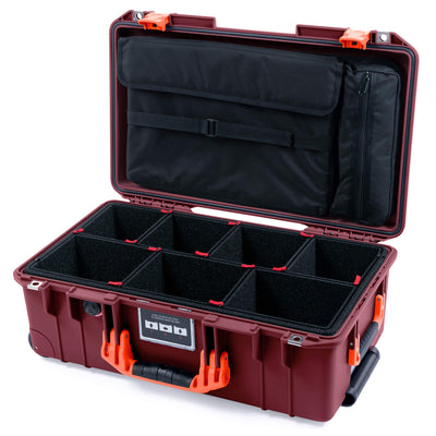 Pelican 1535 Air Case, Oxblood with Orange Handles & Latches TrekPak Divider System with Laptop Computer Lid Pouch ColorCase 015350-0220-510-151