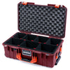 Pelican 1535 Air Case, Oxblood with Orange Handles & Latches TrekPak Divider System with Convoluted Lid Foam ColorCase 015350-0020-510-151