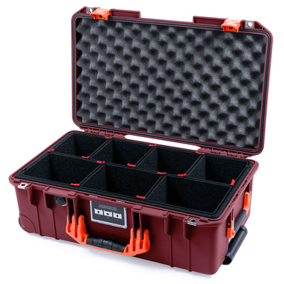 Pelican 1535 Air Case, Oxblood with Orange Handles & Latches TrekPak Divider System with Convoluted Lid Foam ColorCase 015350-0020-510-151