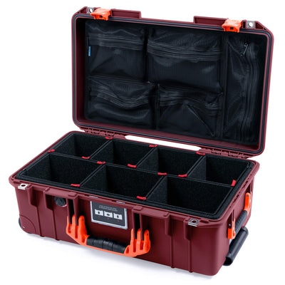 Pelican 1535 Air Case, Oxblood with Orange Handles & Latches TrekPak Divider System with Mesh Lid Organizer ColorCase 015350-0120-510-151