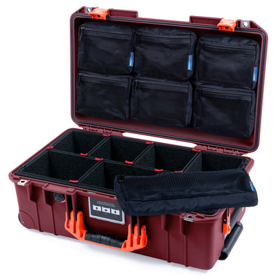 Pelican 1535 Air Case, Oxblood with Orange Handles & Latches TrekPak Divider System with 7-Piece Removable Mesh Pouches ColorCase 015350-0720-510-151