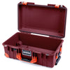 Pelican 1535 Air Case, Oxblood with Orange Handles, Latches & Trolley