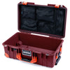 Pelican 1535 Air Case, Oxblood with Orange Handles, Latches & Trolley Mesh Lid Organizer Only ColorCase 015350-0100-510-151-150