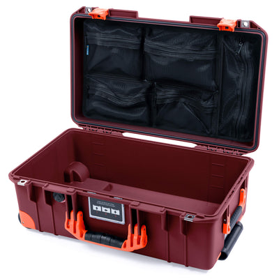 Pelican 1535 Air Case, Oxblood with Orange Handles, Latches & Trolley