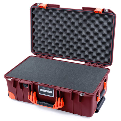 Pelican 1535 Air Case, Oxblood with Orange Handles, Latches & Trolley