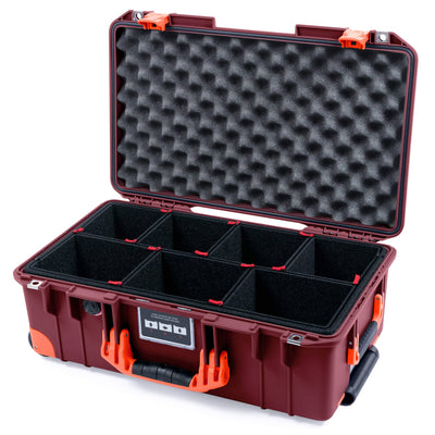 Pelican 1535 Air Case, Oxblood with Orange Handles, Latches & Trolley