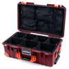 Pelican 1535 Air Case, Oxblood with Orange Handles, Latches & Trolley TrekPak Divider System with Mesh Lid Organizer ColorCase 015350-0120-510-151-150