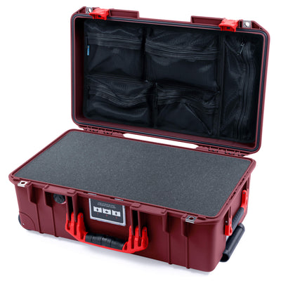 Pelican 1535 Air Case, Oxblood with Red Handles & Latches Pick & Pluck Foam with Mesh Lid Organizer ColorCase 015350-0101-510-321