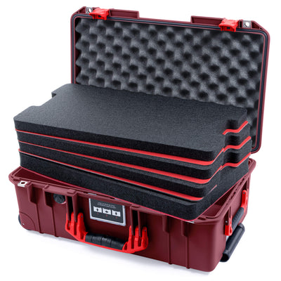 Pelican 1535 Air Case, Oxblood with Red Handles & Latches Custom Tool Kit (4 Foam Inserts with Convoluted Lid Foam) ColorCase 015350-0060-510-321