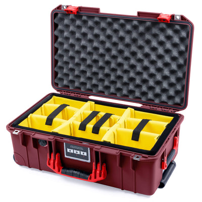 Pelican 1535 Air Case, Oxblood with Red Handles & Latches Yellow Padded Microfiber Dividers with Convoluted Lid Foam ColorCase 015350-0010-510-321