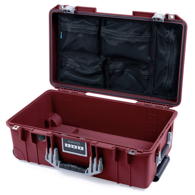 Pelican 1535 Air Case, Oxblood with Silver Handles & Latches Mesh Lid Organizer Only ColorCase 015350-0100-510-181