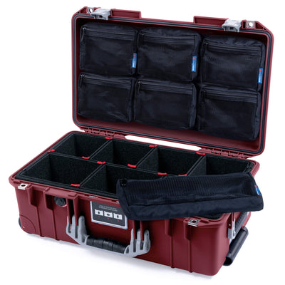 Pelican 1535 Air Case, Oxblood with Silver Handles & Latches TrekPak Divider System with 7-Piece Removable Mesh Pouches ColorCase 015350-0720-510-181