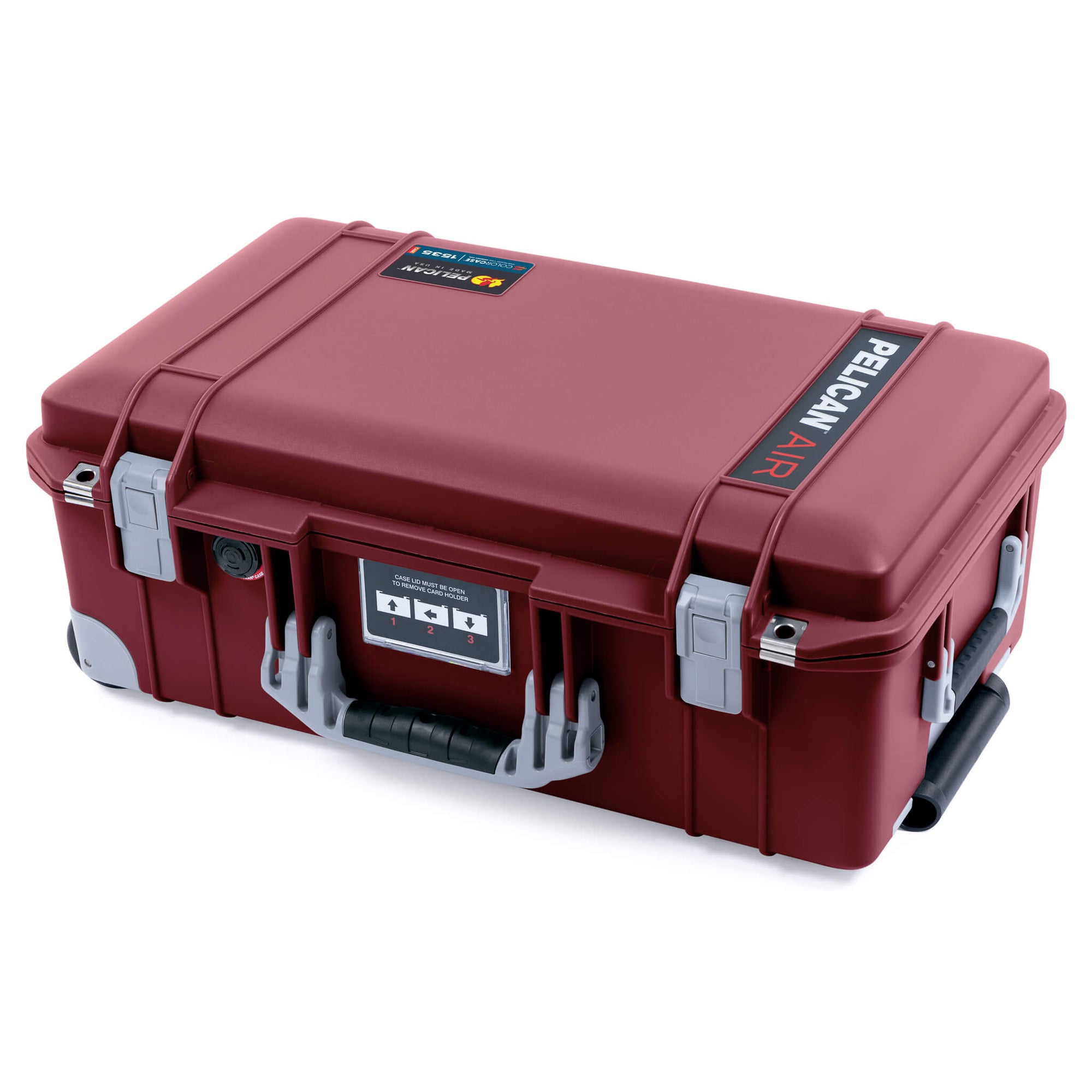 Pelican 1535 Air Case, Oxblood with Silver Handles, Latches & Trolley