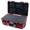 Pelican 1535 Air Case, Oxblood with Silver Handles, Latches & Trolley Pick & Pluck Foam with Mesh Lid Organizer ColorCase 015350-0101-510-181-180