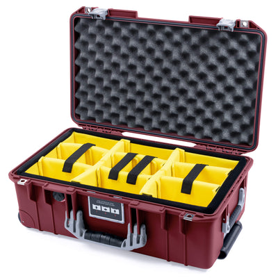 Pelican 1535 Air Case, Oxblood with Silver Handles & Latches Yellow Padded Microfiber Dividers with Convoluted Lid Foam ColorCase 015350-0010-510-181