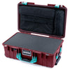 Pelican 1535 Air Case, Oxblood with Teal Handles & Latches Pick & Pluck Foam with Laptop Computer Lid Pouch ColorCase 015350-0201-510-591