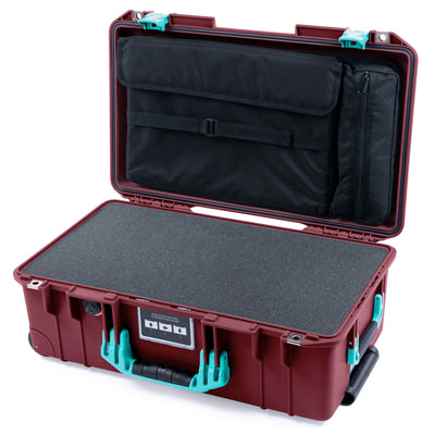 Pelican 1535 Air Case, Oxblood with Teal Handles & Latches