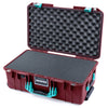 Pelican 1535 Air Case, Oxblood with Teal Handles & Latches Pick & Pluck Foam with Convoluted Lid Foam ColorCase 015350-0001-510-591