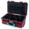 Pelican 1535 Air Case, Oxblood with Teal Handles & Latches TrekPak Divider System with Laptop Computer Lid Pouch ColorCase 015350-0220-510-591