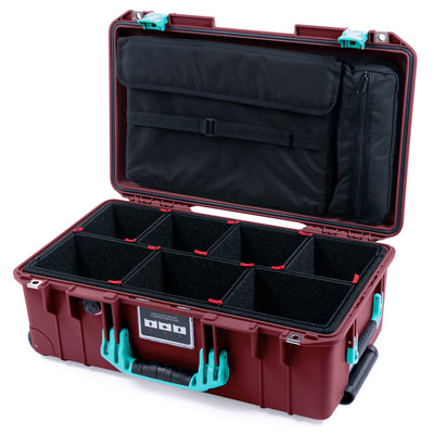 Pelican 1535 Air Case, Oxblood with Teal Handles & Latches