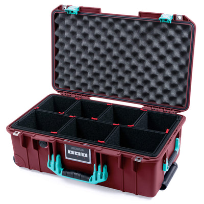 Pelican 1535 Air Case, Oxblood with Teal Handles & Latches TrekPak Divider System with Convoluted Lid Foam ColorCase 015350-0020-510-591