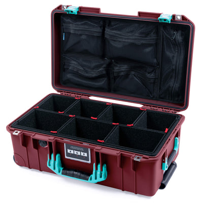 Pelican 1535 Air Case, Oxblood with Teal Handles & Latches TrekPak Divider System with Mesh Lid Organizer ColorCase 015350-0120-510-591