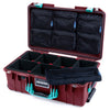 Pelican 1535 Air Case, Oxblood with Teal Handles & Latches