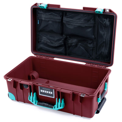 Pelican 1535 Air Case, Oxblood with Teal Handles, Latches & Trolley