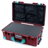 Pelican 1535 Air Case, Oxblood with Teal Handles, Latches & Trolley Pick & Pluck Foam with Mesh Lid Organizer ColorCase 015350-0101-510-591-590