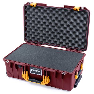 Pelican 1535 Air Case, Oxblood with Yellow Handles & Latches Pick & Pluck Foam with Convoluted Lid Foam ColorCase 015350-0001-510-241