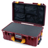 Pelican 1535 Air Case, Oxblood with Yellow Handles & Latches Pick & Pluck Foam with Mesh Lid Organizer ColorCase 015350-0101-510-241