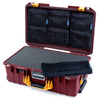 Pelican 1535 Air Case, Oxblood with Yellow Handles & Latches Pick & Pluck Foam with 7-Piece Removable Mesh Pouches ColorCase 015350-0701-510-241