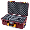 Pelican 1535 Air Case, Oxblood with Yellow Handles & Latches Gray Padded Microfiber Dividers with Convoluted Lid Foam ColorCase 015350-0070-510-241