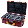 Pelican 1535 Air Case, Oxblood with Yellow Handles & Latches Gray Padded Microfiber Dividers with Mesh Lid Organizer ColorCase 015350-0170-510-241