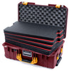 Pelican 1535 Air Case, Oxblood with Yellow Handles & Latches Custom Tool Kit (4 Foam Inserts with Convoluted Lid Foam) ColorCase 015350-0060-510-241