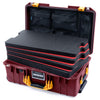 Pelican 1535 Air Case, Oxblood with Yellow Handles & Latches Custom Tool Kit (4 Foam Inserts with Mesh Lid Organizers) ColorCase 015350-0160-510-241