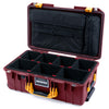 Pelican 1535 Air Case, Oxblood with Yellow Handles & Latches TrekPak Divider System with Laptop Computer Lid Pouch ColorCase 015350-0220-510-241