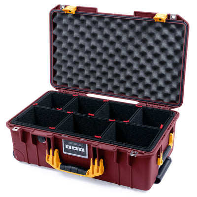 Pelican 1535 Air Case, Oxblood with Yellow Handles & Latches TrekPak Divider System with Convoluted Lid Foam ColorCase 015350-0020-510-241