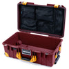 Pelican 1535 Air Case, Oxblood with Yellow Handles, Latches & Trolley Mesh Lid Organizer Only ColorCase 015350-0100-510-241-240