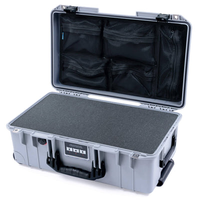 Pelican 1535 Air Case, Silver with Black Handles & Latches Pick & Pluck Foam with Mesh Lid Organizer ColorCase 015350-0101-180-111