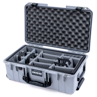 Pelican 1535 Air Case, Silver with Black Handles & Latches Gray Padded Microfiber Dividers with Convoluted Lid Foam ColorCase 015350-0070-180-111