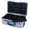 Pelican 1535 Air Case, Silver with Blue Handles & Latches TrekPak Divider System with 7-Piece Removable Mesh Pouches ColorCase 015350-0720-180-121