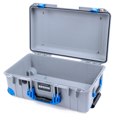 Pelican 1535 Air Case, Silver with Blue Handles, Latches & Trolley