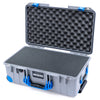 Pelican 1535 Air Case, Silver with Blue Handles, Latches & Trolley