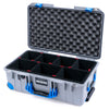 Pelican 1535 Air Case, Silver with Blue Handles, Latches & Trolley