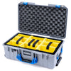 Pelican 1535 Air Case, Silver with Blue Handles & Latches Yellow Padded Microfiber Dividers with Convoluted Lid Foam ColorCase 015350-0010-180-121