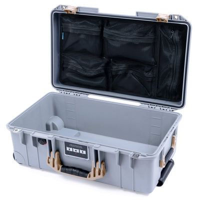 Pelican 1535 Air Case, Silver with Desert Tan Handles & Latches Mesh Lid Organizer Only ColorCase 015350-0100-180-311