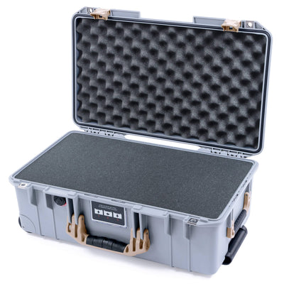 Pelican 1535 Air Case, Silver with Desert Tan Handles & Latches Pick & Pluck Foam with Convoluted Lid Foam ColorCase 015350-0001-180-311