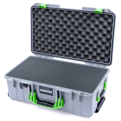 Pelican 1535 Air Case, Silver with Lime Green Handles & Latches Pick & Pluck Foam with Convoluted Lid Foam ColorCase 015350-0001-180-301